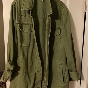 Free People Shirt Jacket with Floral Placket sz L